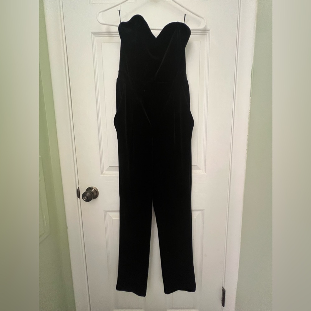 EXPRESS velvet strapless jumpsuit